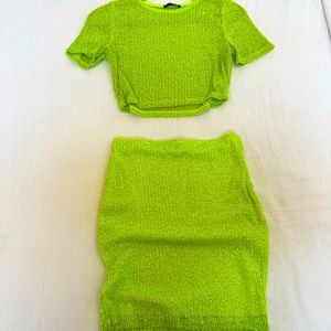 Born To Sparkle Sequin Skirt Set - Lime Green 2 piece
